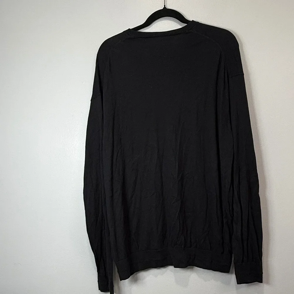 Lacoste Mens Black Cotton Cashmere V-Neck Sweater Logo FC8551 Size 8  XXL